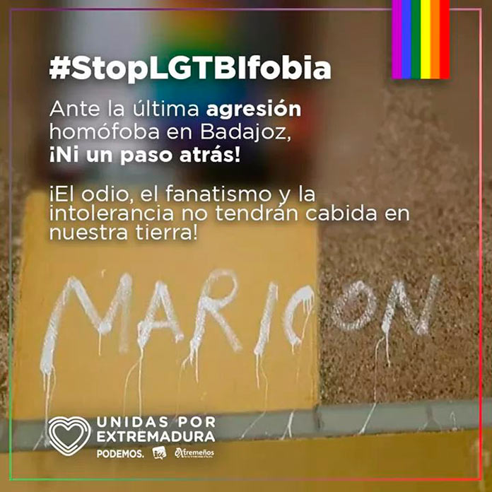 Podemos Badajoz alerta del peligro del discurso de Vox en Badajoz y condena el ataque homófobo del 8M