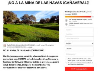 Más de 22.000 personas firman en contra de la mina de Cañaveral
