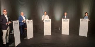candidatos a la alcaldía en el debate de Cáceres
