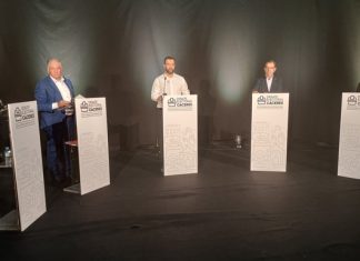 candidatos a la alcaldía en el debate de Cáceres