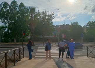 Paso de peatones entre Nuevo Cáceres y Aldea Moret