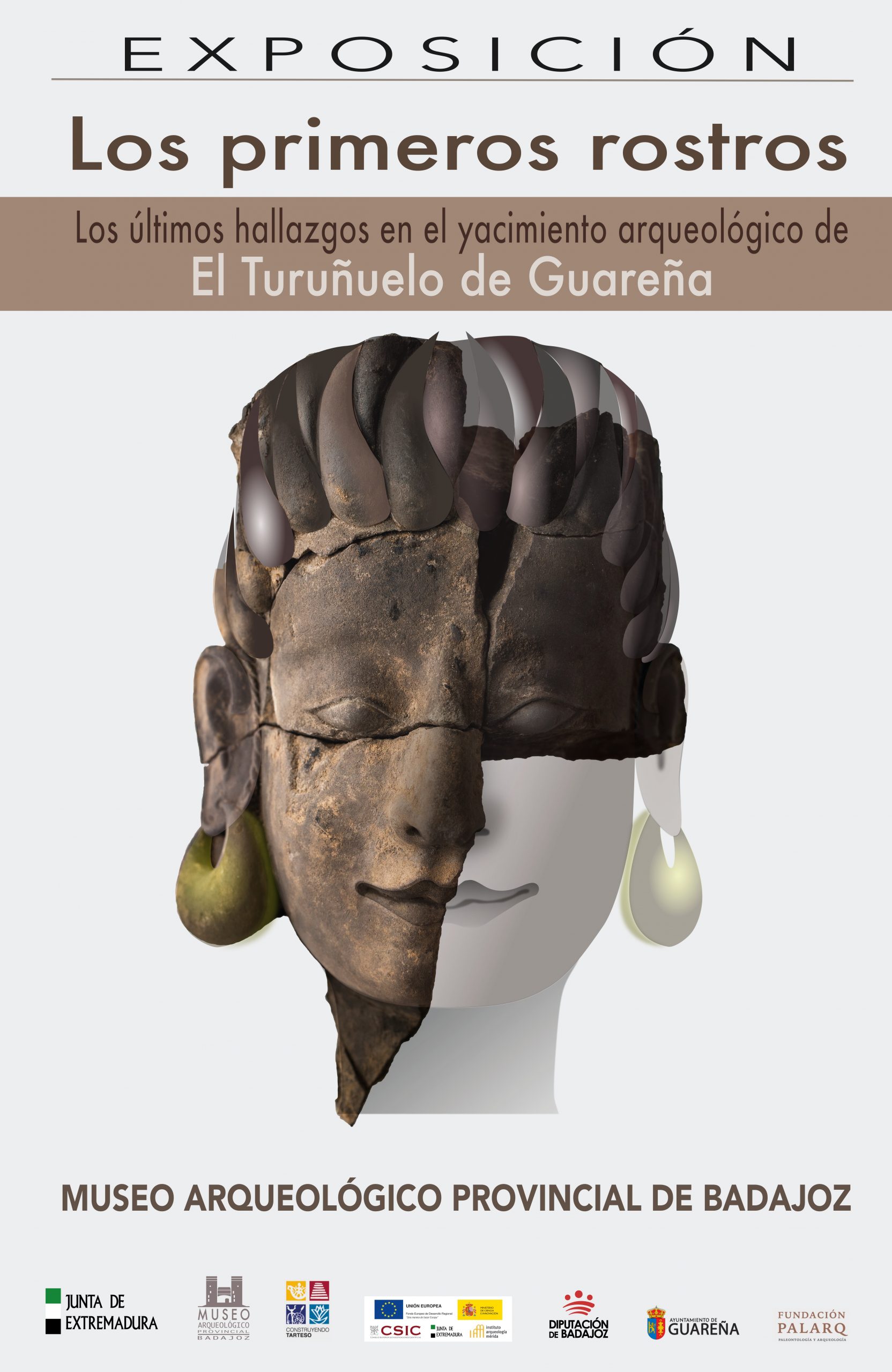 Cartel exposición 'Los primeros rostros. Los últimos hallazgos del yacimiento arqueológico de El Turuñuelo'