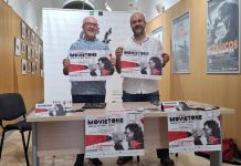 El director de la Filmoteca, Antonio Gil, y el director de Movietone, Jerónimo García en la Presentación del II Festival Movietone