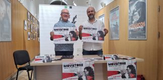 El director de la Filmoteca, Antonio Gil, y el director de Movietone, Jerónimo García en la Presentación del II Festival Movietone