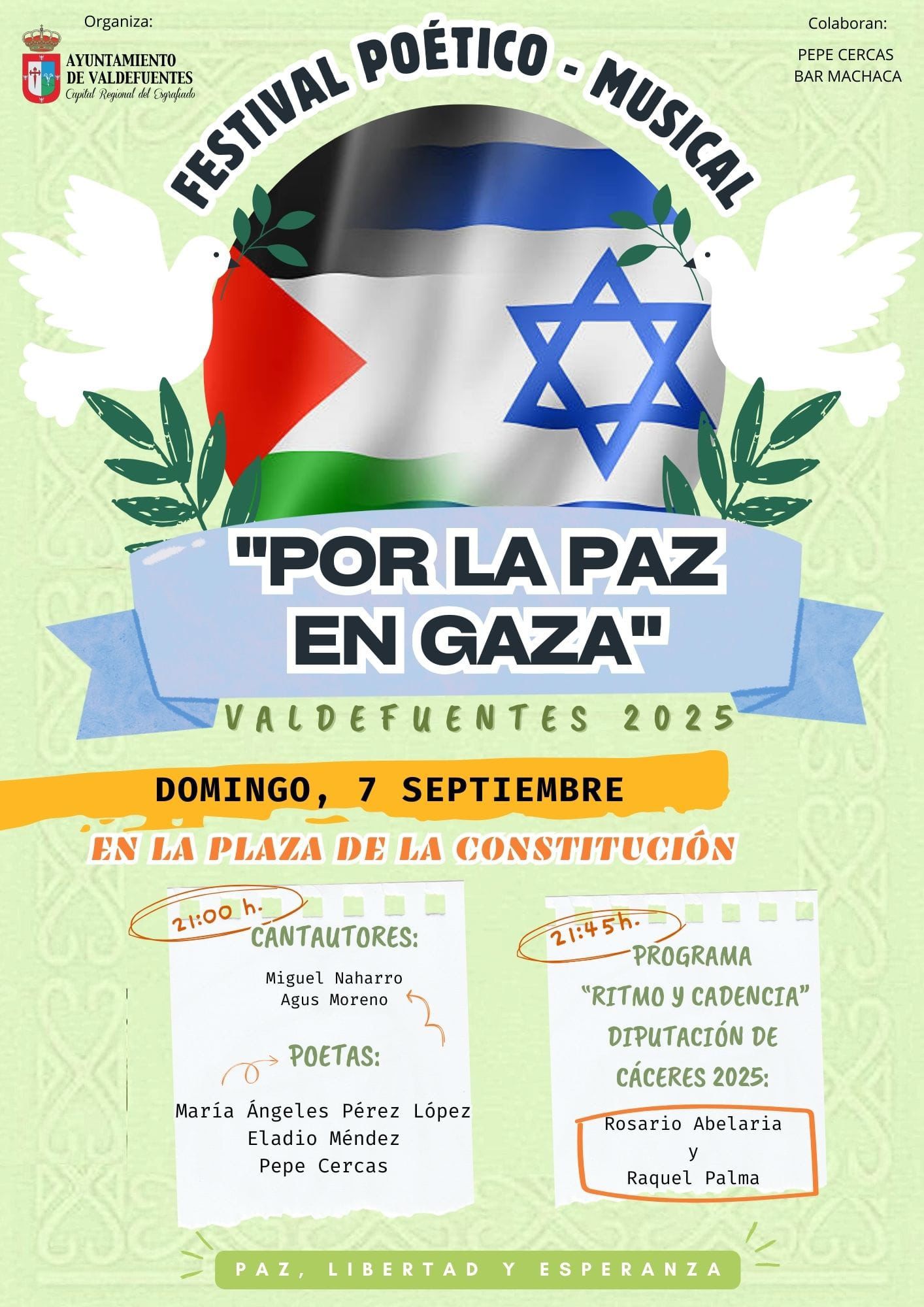 Cartel Festival Por la Paz en Gaza