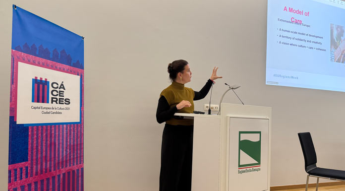 Cáceres Capital Europea de la Cultura 2031 presenta un modelo basado en la ruralidad Iris Jugo durante su intervención