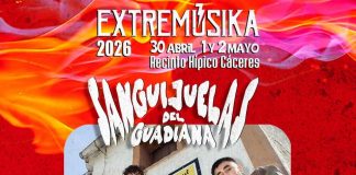 EXTREMÚSIKA 2026 anuncia fechas, primeras confirmaciones y novedades en su regreso al Recinto Hípico de Cáceres. El festival se celebrará del 30 de abril al 2 de mayo, estrenando temporada y posicionándose como uno de los primeros grandes eventos musicales del año. Entre sus primeras noticias, destaca la incorporación de Sanguijuelas del Guadiana, que ofrecerá en Cáceres su único concierto de 2026.