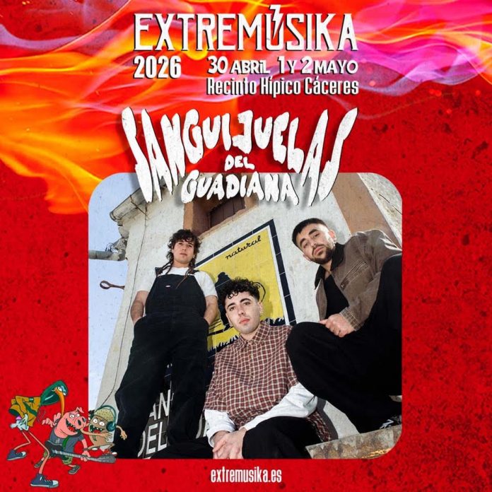 EXTREMÚSIKA 2026 anuncia fechas, primeras confirmaciones y novedades en su regreso al Recinto Hípico de Cáceres. El festival se celebrará del 30 de abril al 2 de mayo, estrenando temporada y posicionándose como uno de los primeros grandes eventos musicales del año. Entre sus primeras noticias, destaca la incorporación de Sanguijuelas del Guadiana, que ofrecerá en Cáceres su único concierto de 2026.