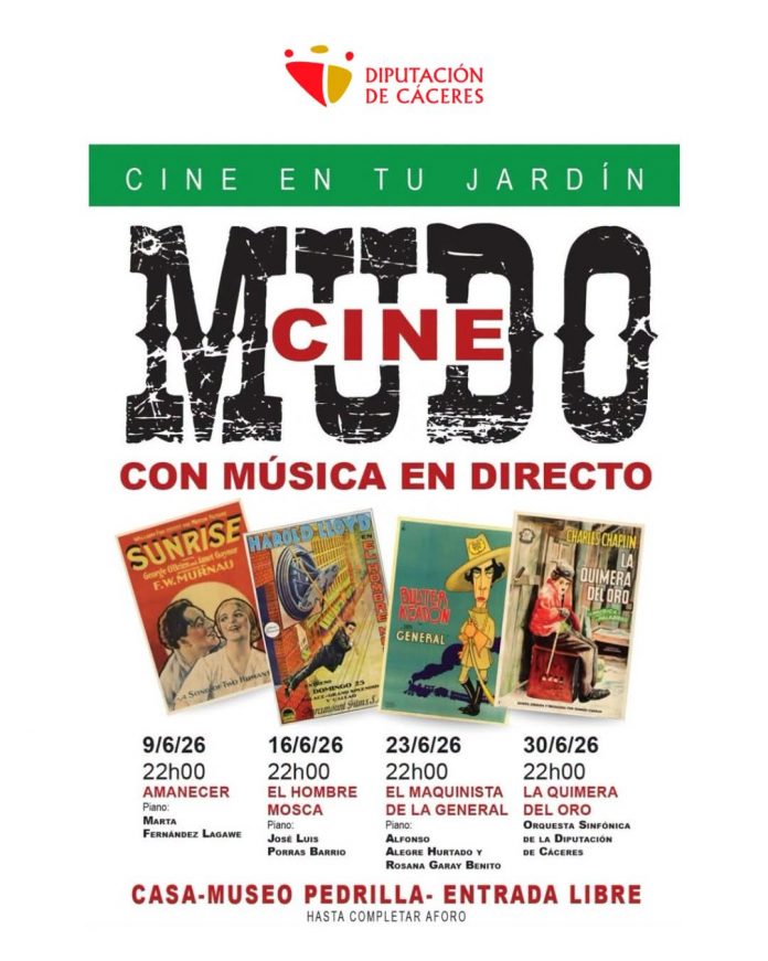 El Museo Casa Pedrilla de Cáceres acoge durante junio los ciclos 'Cine en tu jardín' y 'Domingos con la fresca', con cine mudo, teatro y conciertos gratuitos al aire libre.