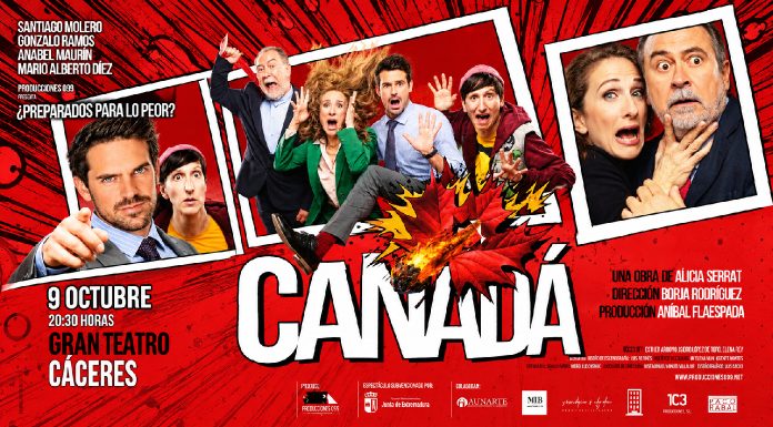 Cartel de la comedia 'Canadá' que se representará en el Gran Teatro de Cáceres el 9 de octubre de 2026